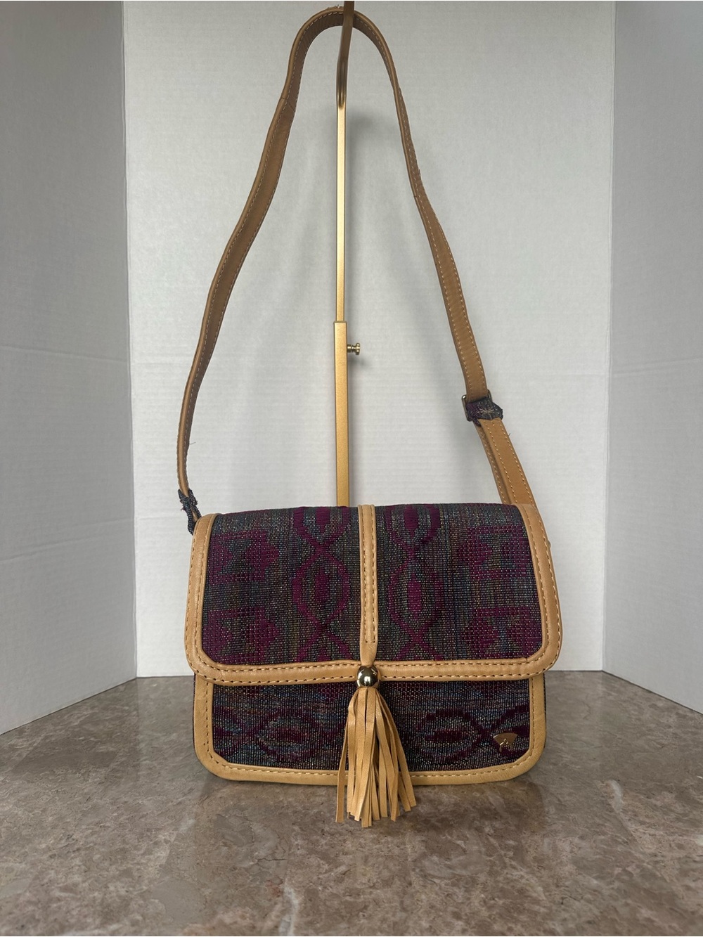 Olori Luxury Crossbody Bag Woven Textile Leather Artisan Heritage Tassel Purse